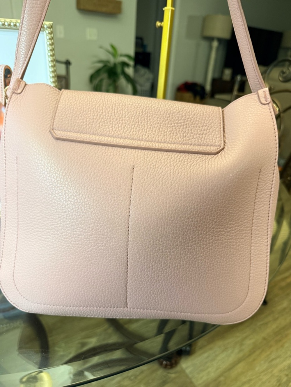 Furla Blush Pink Pebbled Leather Shoulder Bag with Gold-Tone Hardware - Picture 5 of 7